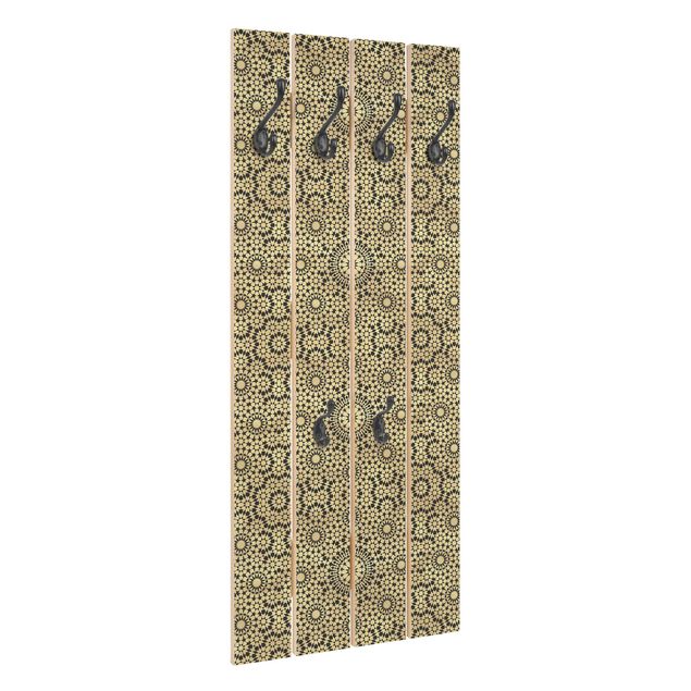 Wandgarderobe Holz - Orientalisches Muster mit goldenen Sternen