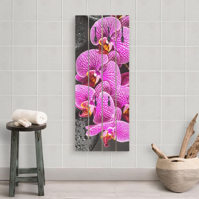 Garderobe Holzoptik Pinke Orchidee