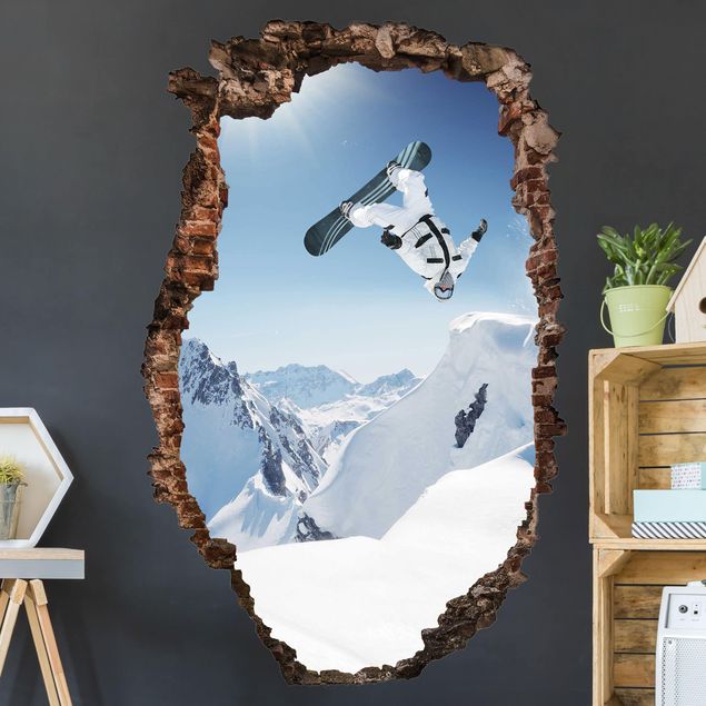 Küchen Deko Fliegender Snowboarder
