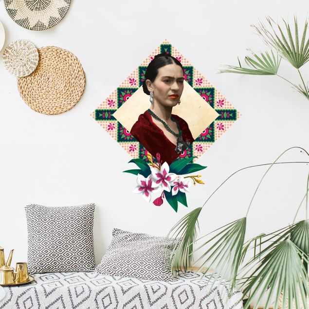 Wandtattoo - Frida Kahlo - Blumen und Geometrie