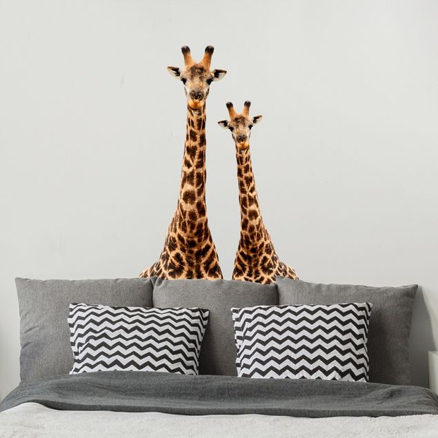 Wandaufkleber Portrait zweier Giraffen