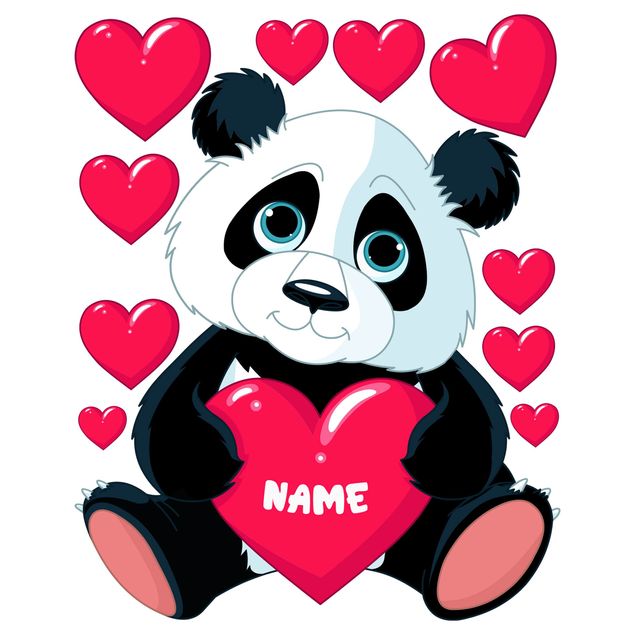 Wandtattoo Zitate Panda mit Herz
