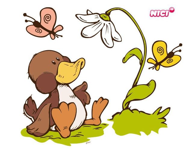 Tier Wandtattoo NICI - Spring - Ente unter Blume
