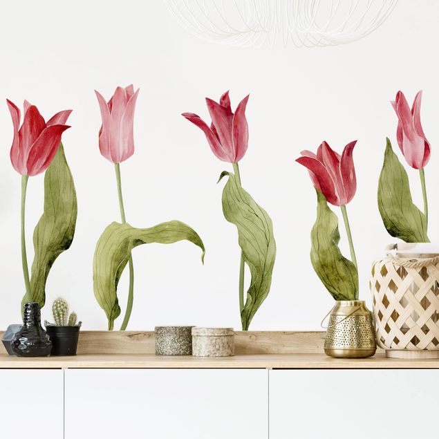 Küchen Deko Rote Aquarell Tulpen