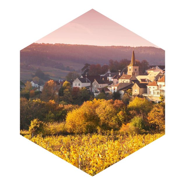 Tapete Hexagon Weinberge in Frankreich