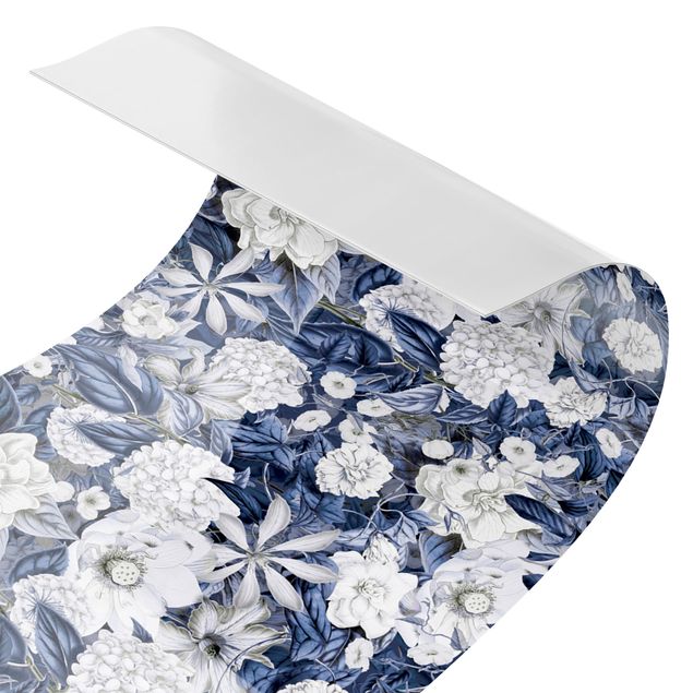 Klebefolien selbstklebend Weiße Blumen vor Blau II