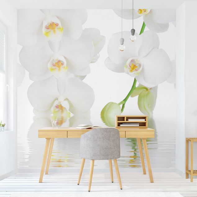 Weiße & Fototapete Vliestapete - Maß Orchidee Wellness Orchidee | selbstklebend nach