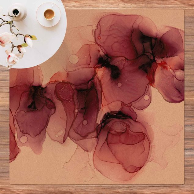 Moderne Teppiche Wilde Blüten in Violett und Gold