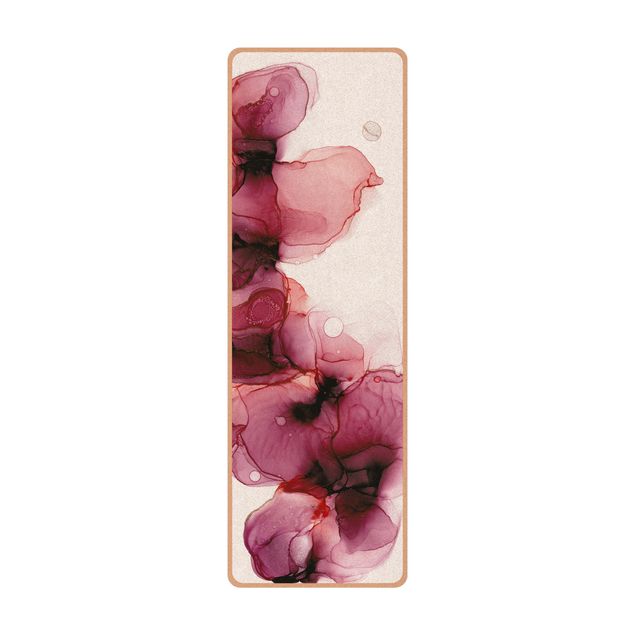 Yogamatte Kork - Wilde Blüten in Violett und Gold