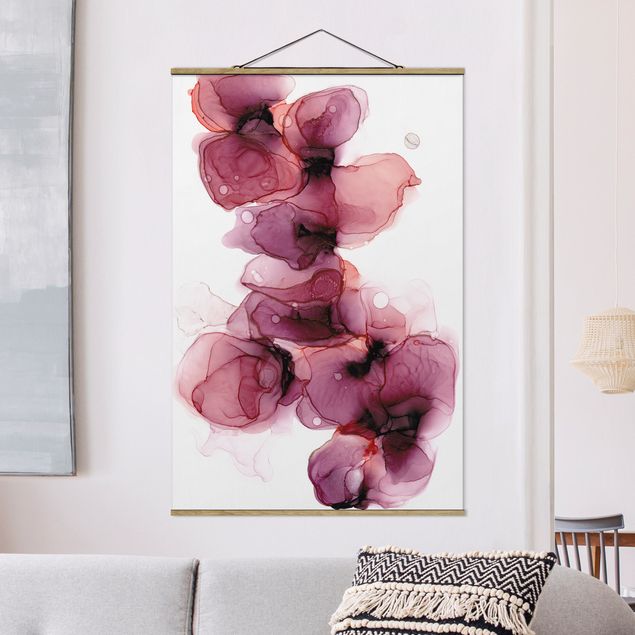 Wanddeko Küche Wilde Blüten in Violett und Gold