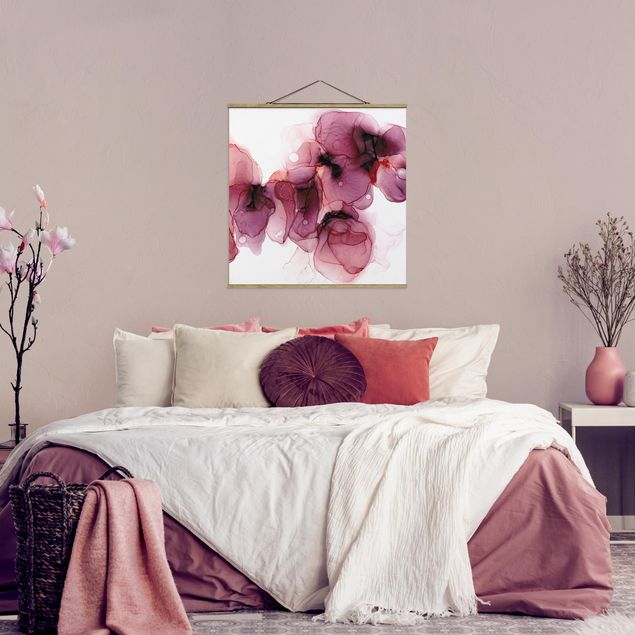 Wandbilder Modern Wilde Blüten in Violett und Gold