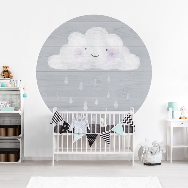 Deko Kinderzimmer Wolke mit silbernen Regentropfen