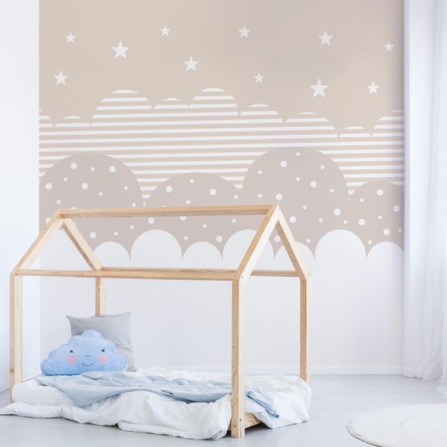 Babyzimmer Deko Wolken und Sterne - beige
