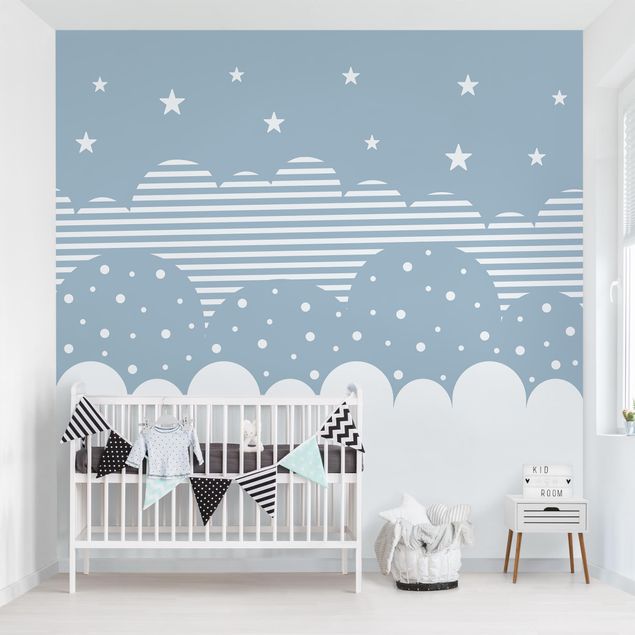 Babyzimmer Deko Wolken und Sterne - blau