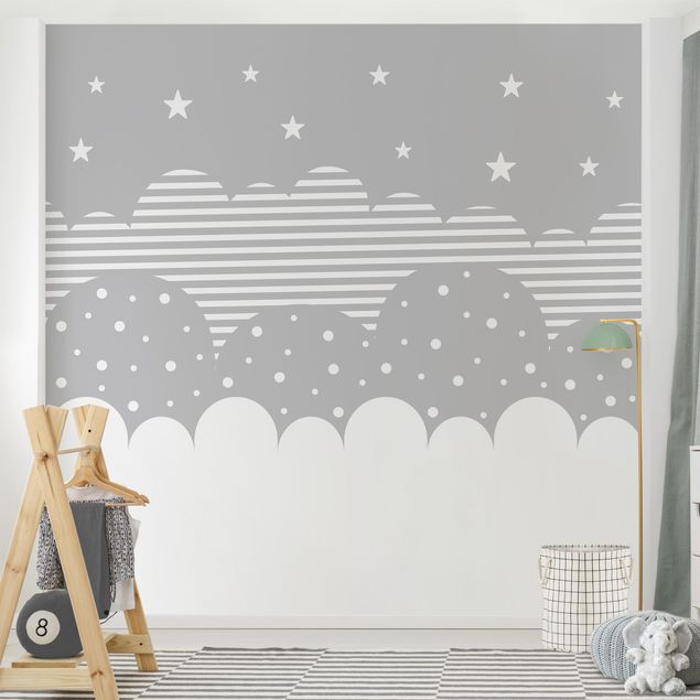 Kinderzimmer Deko Wolken und Sterne - grau