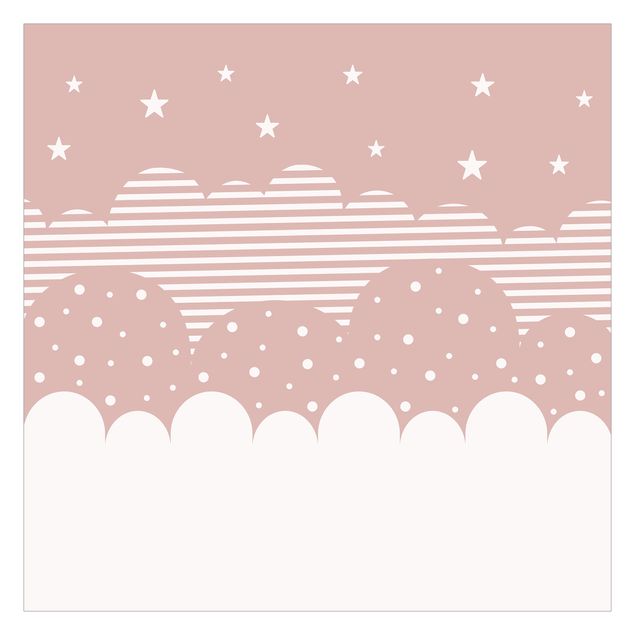 Fototapete - Wolken und Sterne - rosa
