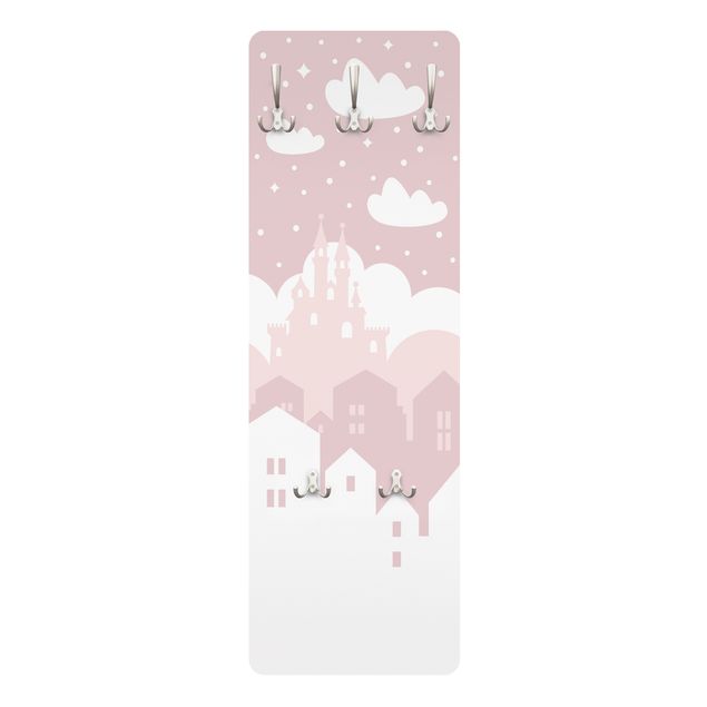 Garderobe mit Motiv Wolkenschloss in rosa