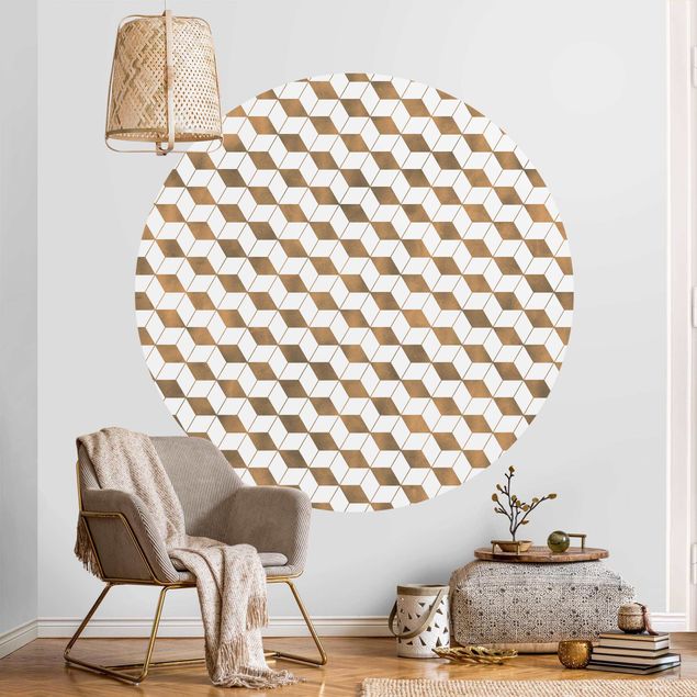 Tapete geometrische Muster Würfel Muster in 3D Gold