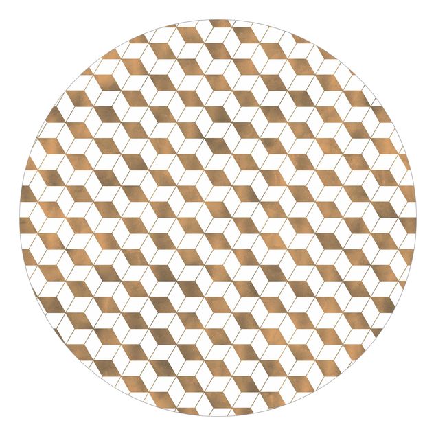 Tapeten mit Muster Würfel Muster in 3D Gold