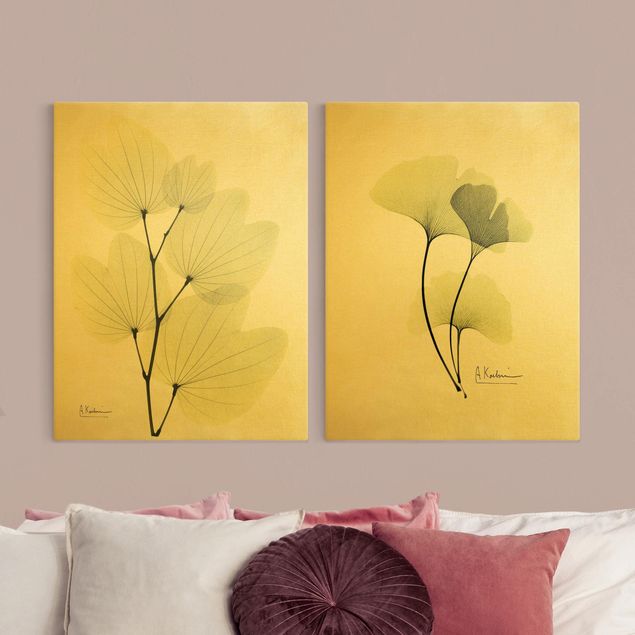 Wandbilder Floral X-Ray - Orchideenbaumblätter & Ginko