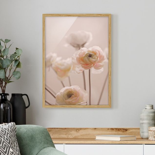 Blumenbilder mit Rahmen Zarter Strauch an Rosa Blüten