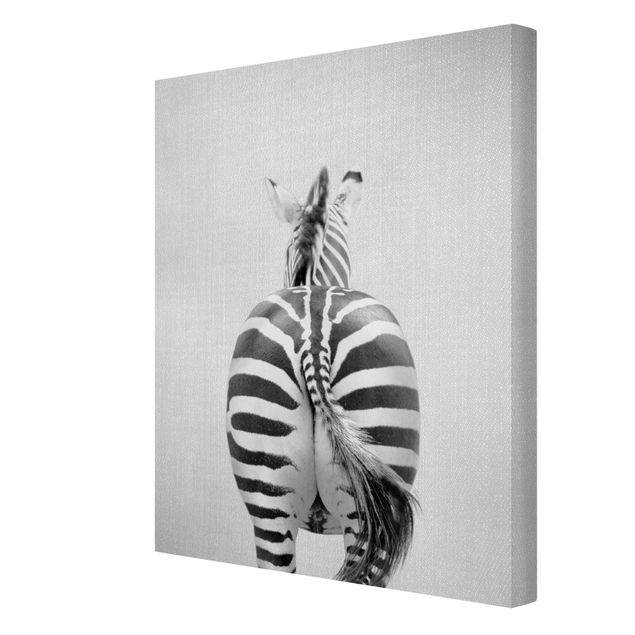 Wandbilder Modern Zebra von hinten Schwarz Weiß