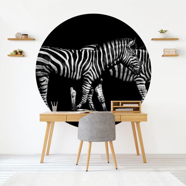 Wanddeko Küche Zebra vor Schwarz