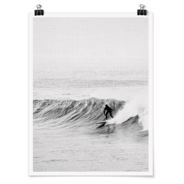 Poster schwarz-weiß Zeit zum Surfen
