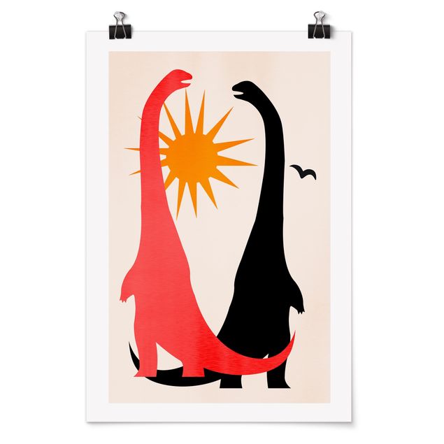 Wandbilder Modern Zwei Dinosaurier im Sonnenschein